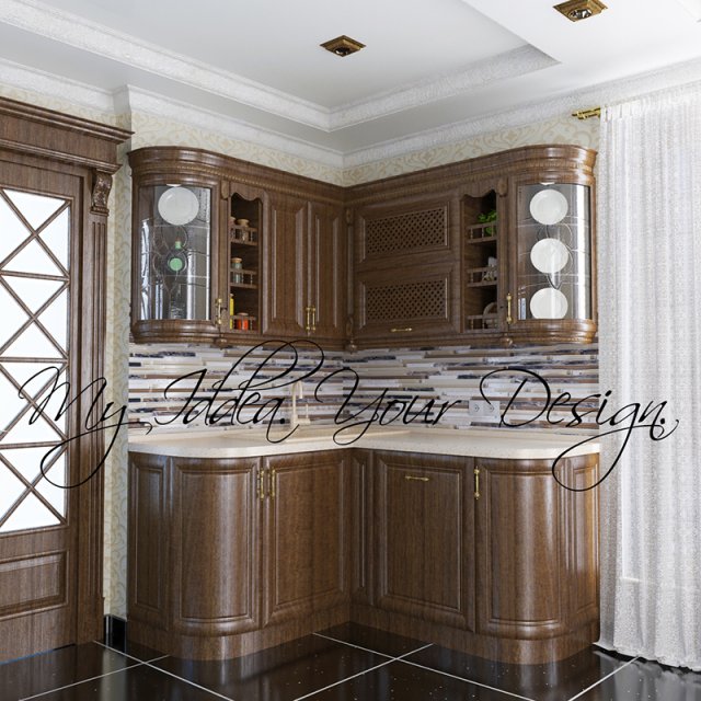 Wood kitchen 3D Model .c4d .max .obj .3ds .fbx .stl .blend