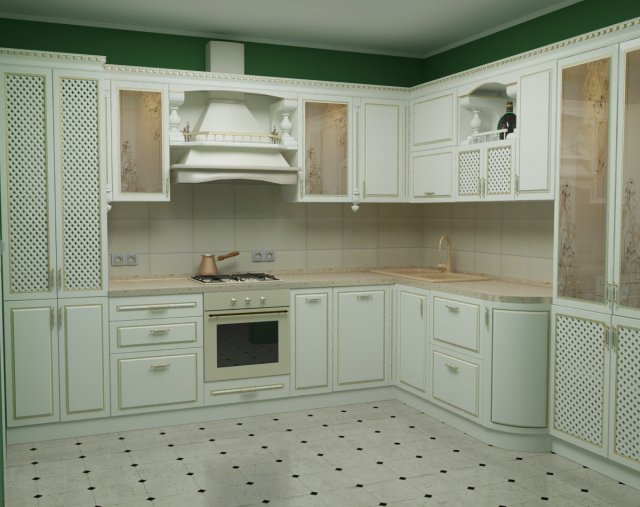 White cabeintry kitchen Modelo 3D .c4d .max .obj .3ds .fbx .stl .blend 