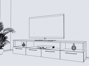 Living dresser tv board cabinet 3D Model