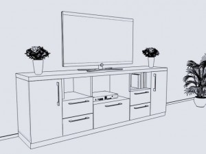 Library tv commode 3D Model