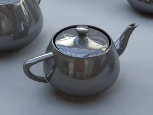 Calderas de mental rey con los materiales de la escena. Modelo 3D