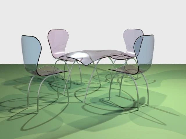 glass table and chairs 3D Model .c4d .max .obj .3ds .fbx .stl .blend