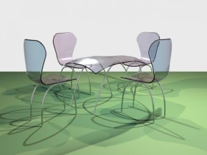glass table and chairs 3D 모델