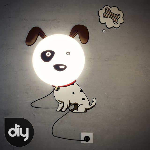 diy dog decorative light lamp 3D Model .c4d .max .obj .3ds .fbx .stl .blend 