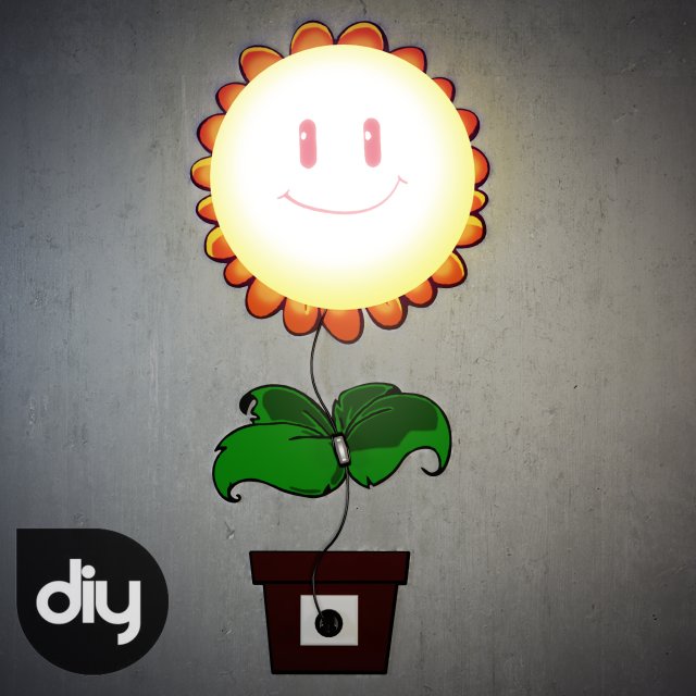 diy sunflower decorative light lamp 3D Model .c4d .max .obj .3ds .fbx .stl .blend 