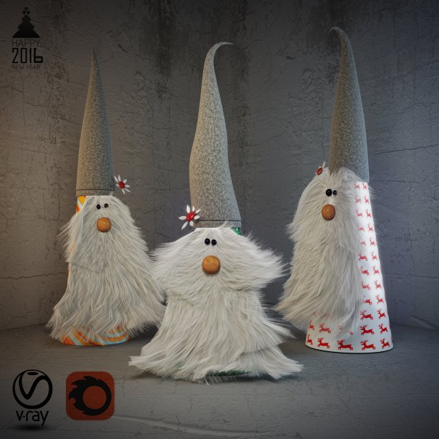 christmas gnomes 3D 模型 .c4d .max .obj .3ds .fbx .stl .blend 