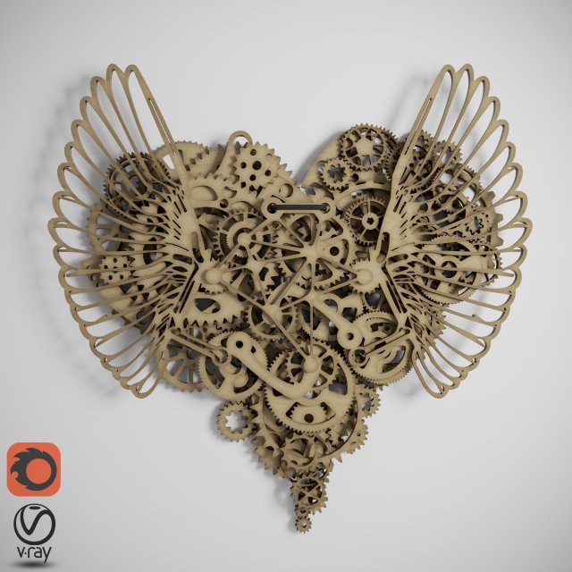 panel clockwork love 3D Model .c4d .max .obj .3ds .fbx .stl .blend 
