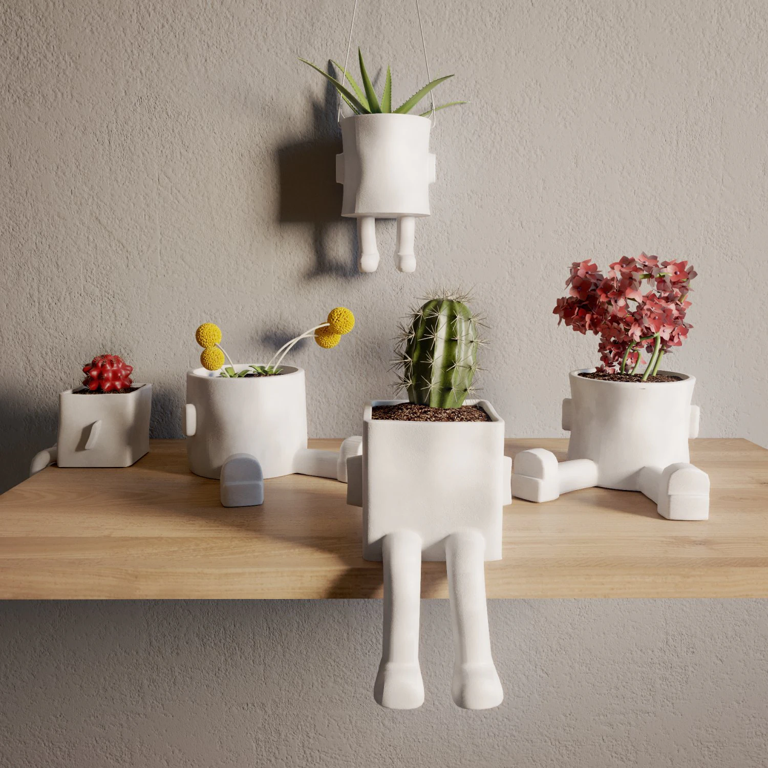 ceramic hanging planter 3D Model .c4d .max .obj .3ds .fbx .stl .blend 