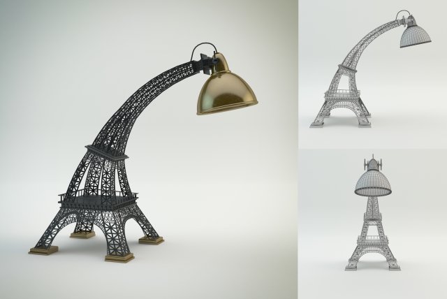 eiffel tower lamp 3D Model .c4d .max .obj .3ds .fbx .stl .blend 
