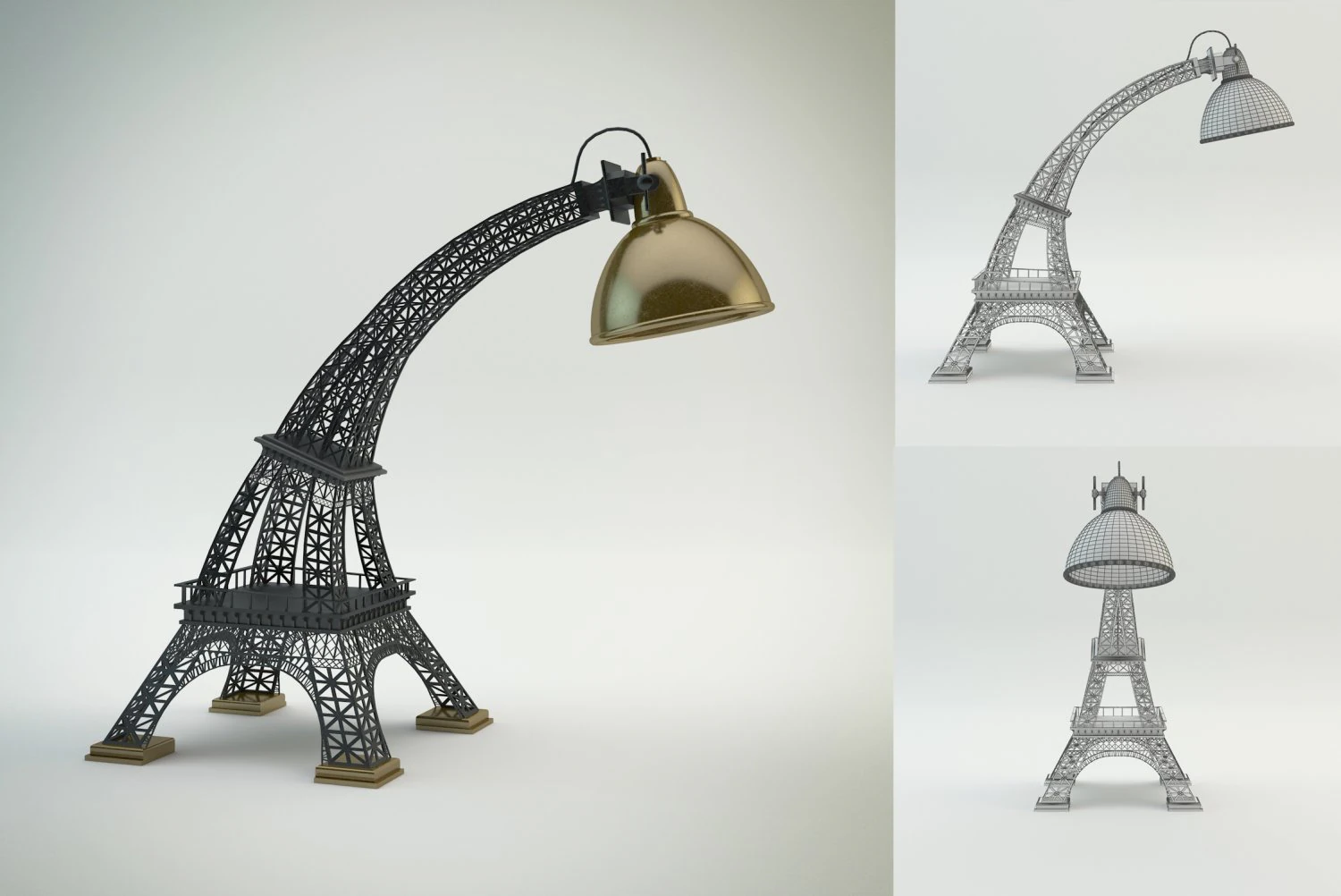 eiffel tower lamp 3D Model .c4d .max .obj .3ds .fbx .stl .blend 