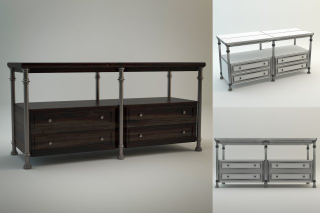 patrons console stanley furniture 3D Model .c4d .max .obj .3ds .fbx .stl .blend 