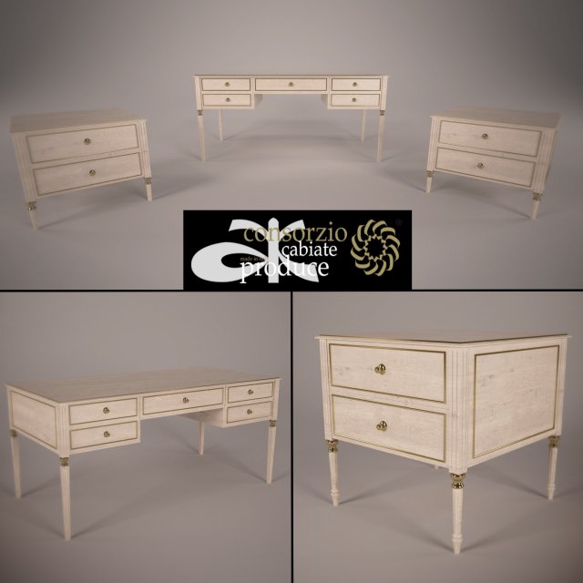 table and bedside tables 3D 모델 .c4d .max .obj .3ds .fbx .stl .blend 