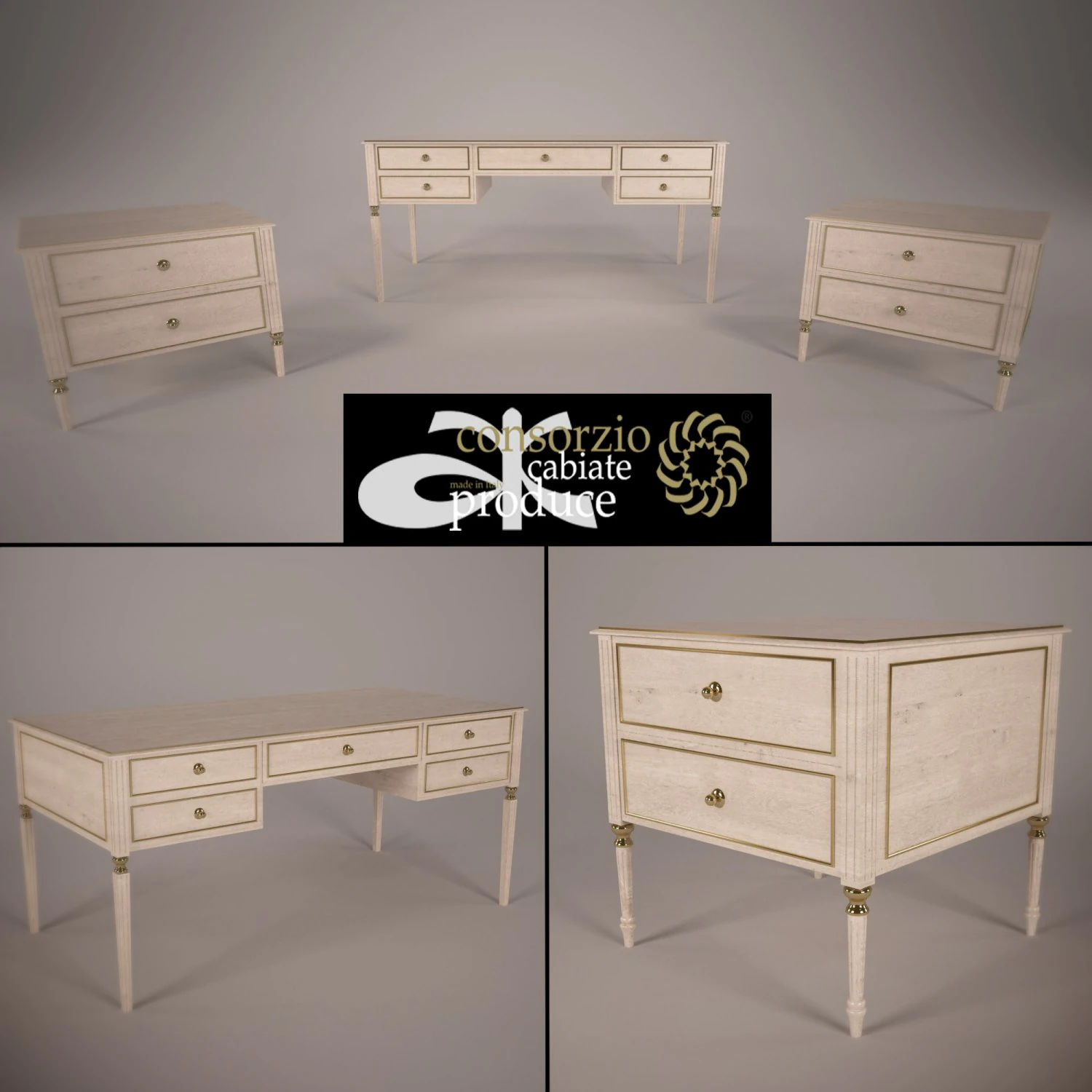 table and bedside tables 3D Model .c4d .max .obj .3ds .fbx .stl .blend 
