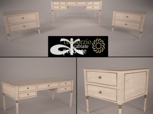 table and bedside tables Model 3D