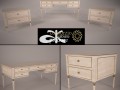 table and bedside tables Model 3D