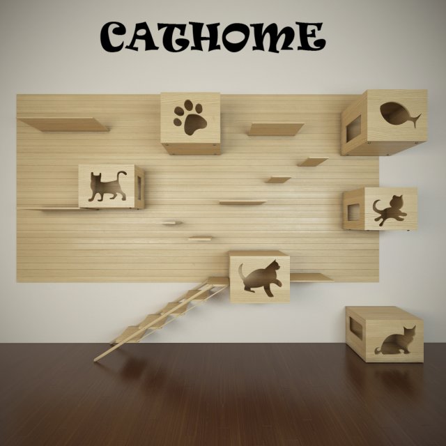cat house 3D 模型 .c4d .max .obj .3ds .fbx .stl .blend