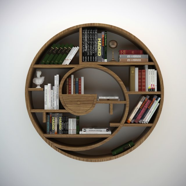 circular bookshel 3D Model .c4d .max .obj .3ds .fbx .stl .blend 