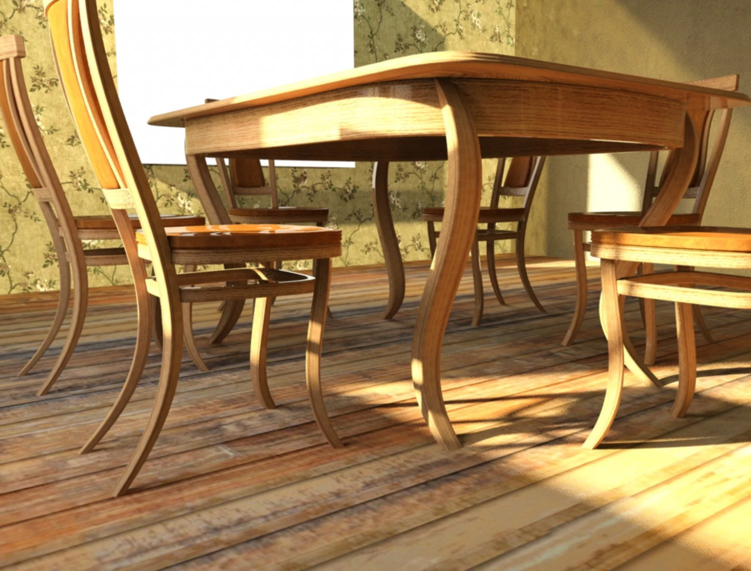 Table and chairs 3D Model .c4d .max .obj .3ds .fbx .stl .blend 