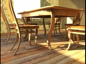 Table and chairs Modèle 3D