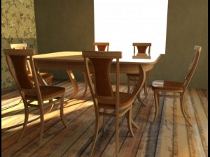 Table and chairs 3D Model