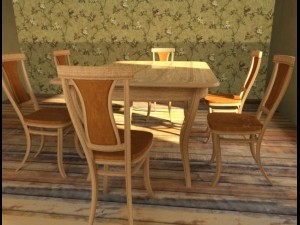 Table and chairs 3D Model