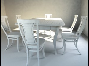 Table and chairs 3D Model