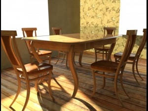 Table and chairs 3D Model
