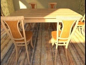 Table and chairs 3D Model