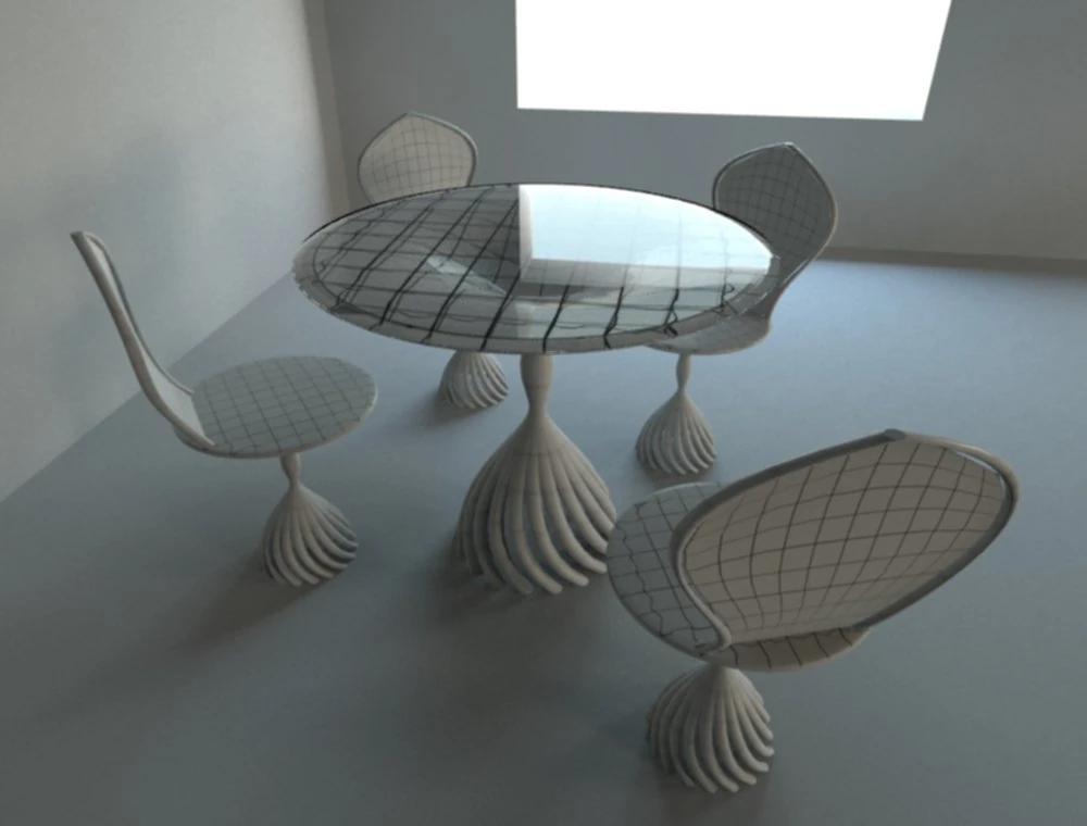 Table and chairs 3D Model .c4d .max .obj .3ds .fbx .stl .blend 