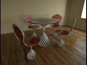 Table and chairs Modelo 3D