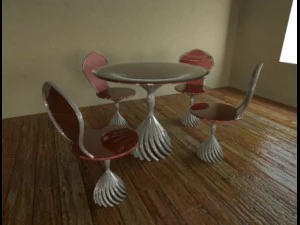 Table and chairs 3D Model
