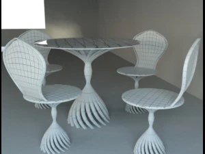 Table and chairs 3D Model