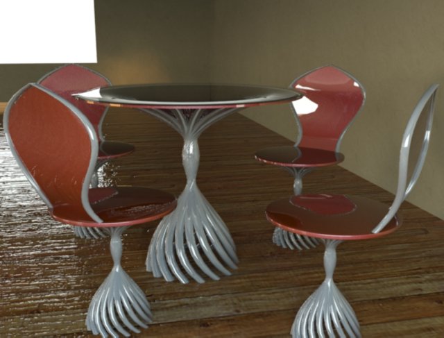 Table and chairs Free 3D Model in Kitchen 3DExport