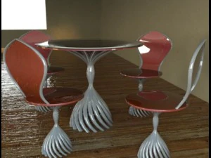 Table and chairs 3D Model