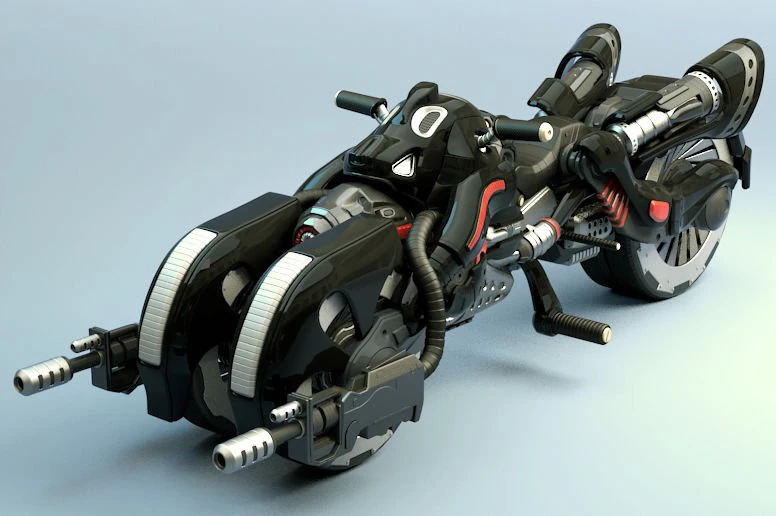 armed bike 3D Model .c4d .max .obj .3ds .fbx .stl .blend 
