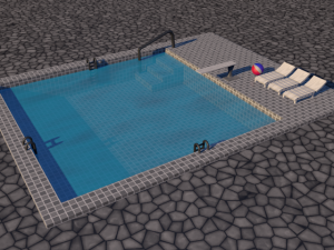 outdoor pool scene Modello 3D