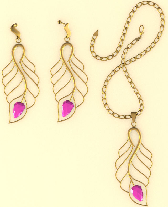 set of necklace  earrings 4 3D 模型 .c4d .max .obj .3ds .fbx .stl .blend 