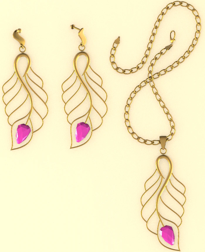 set of necklace  earrings 4 3D Model .c4d .max .obj .3ds .fbx .stl .blend 