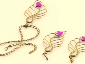 set of necklace  earrings 4 3D Model