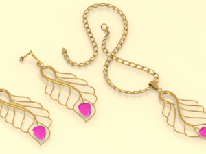 set of necklace  earrings 4 3D Model