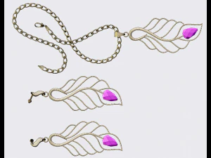 set of necklace  earrings 4 3D Model