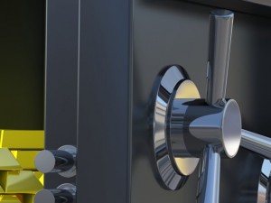 stylish safe with gold Model 3D