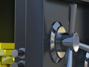 stylish safe with gold 3D Model
