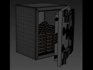 stylish safe with gold Model 3D