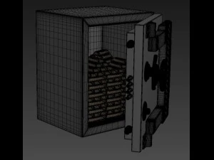 stylish safe with gold 3D Model