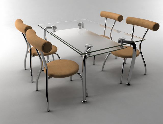 kitchen table with chairs Modelo 3D .c4d .max .obj .3ds .fbx .stl .blend 