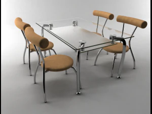кухонний стіл зі стільцями 3D Модель