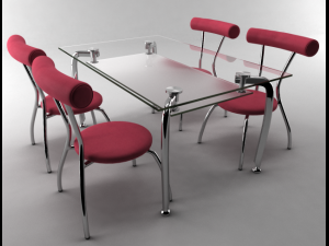 kitchen table with chairs Modelo 3D