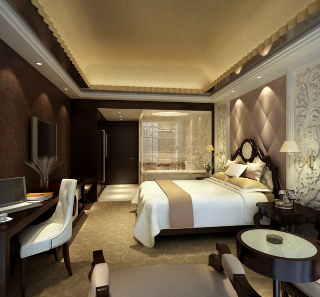 hotel room 3 Modelo 3D .c4d .max .obj .3ds .fbx .stl .blend