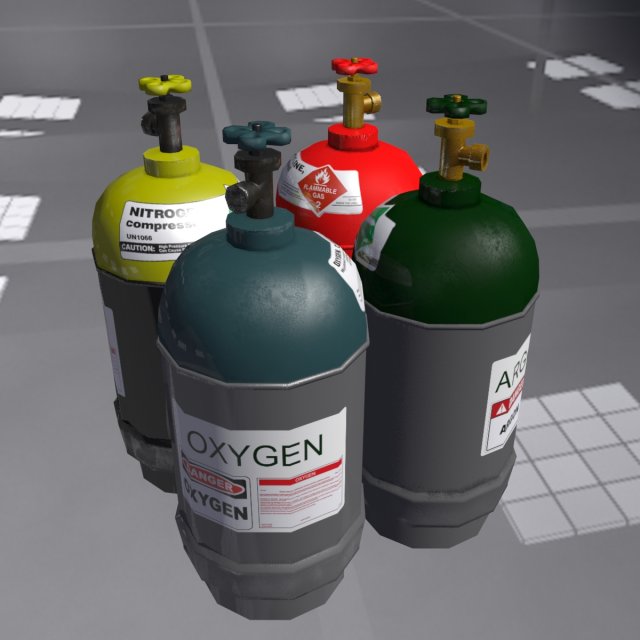 low-poly gas cylinders pack Modèle 3D .c4d .max .obj .3ds .fbx .stl .blend 